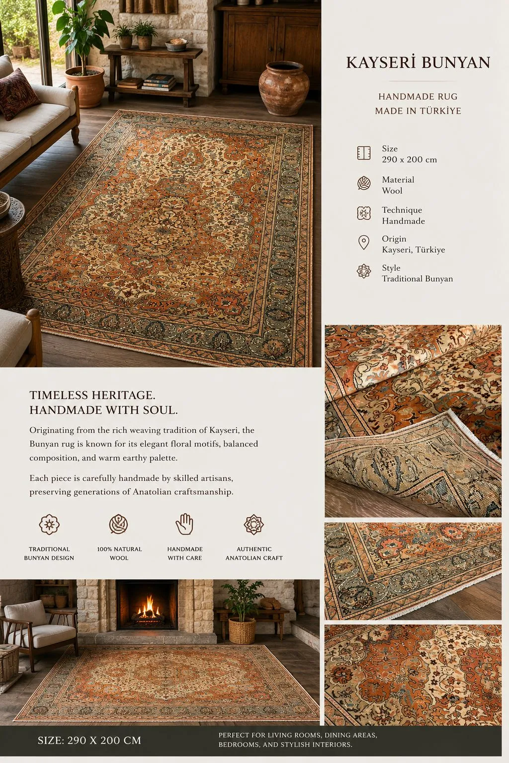Kayseri Bunyan Handmade Rug – Made in Türkiye