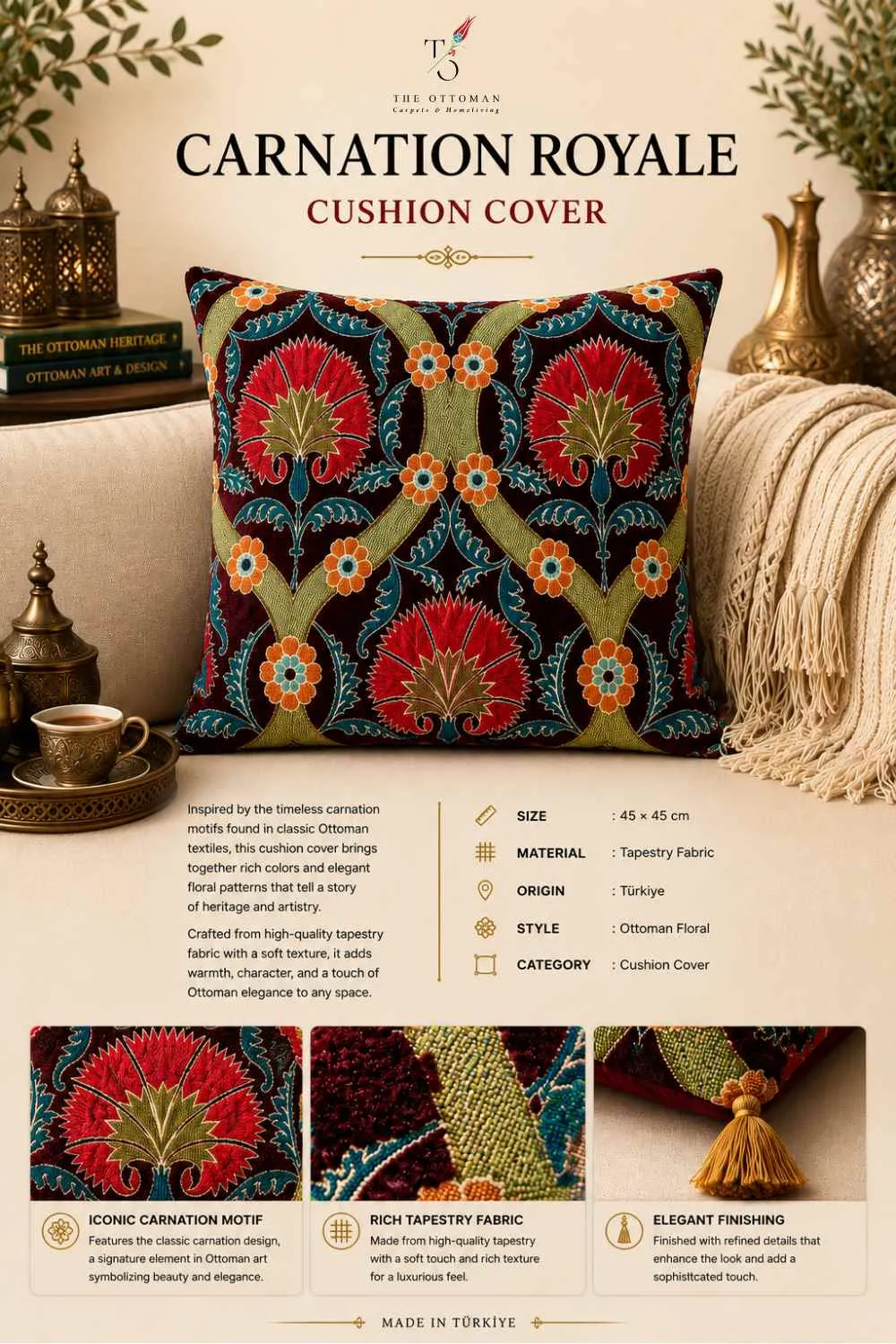 Carnation Royale Cushion Cover