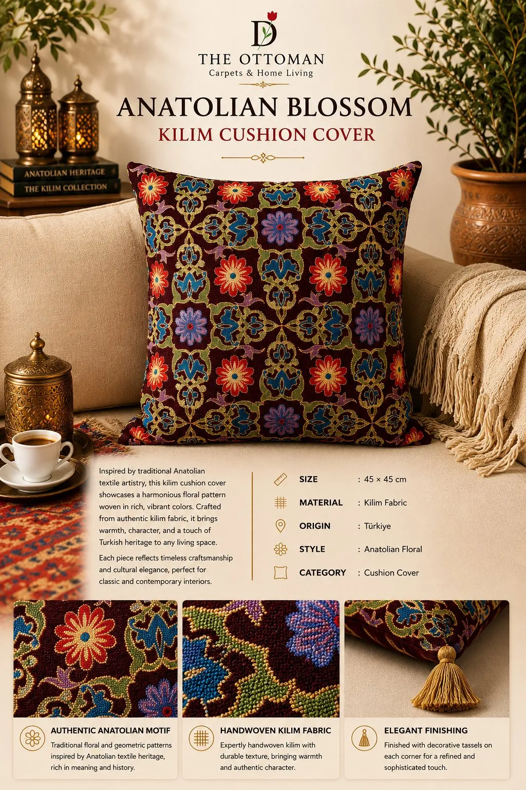 Ottoman Bloom Handmade Cushion Cover