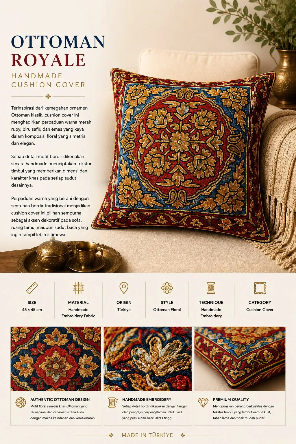 Ottoman Royale Handmade Cushion Cover