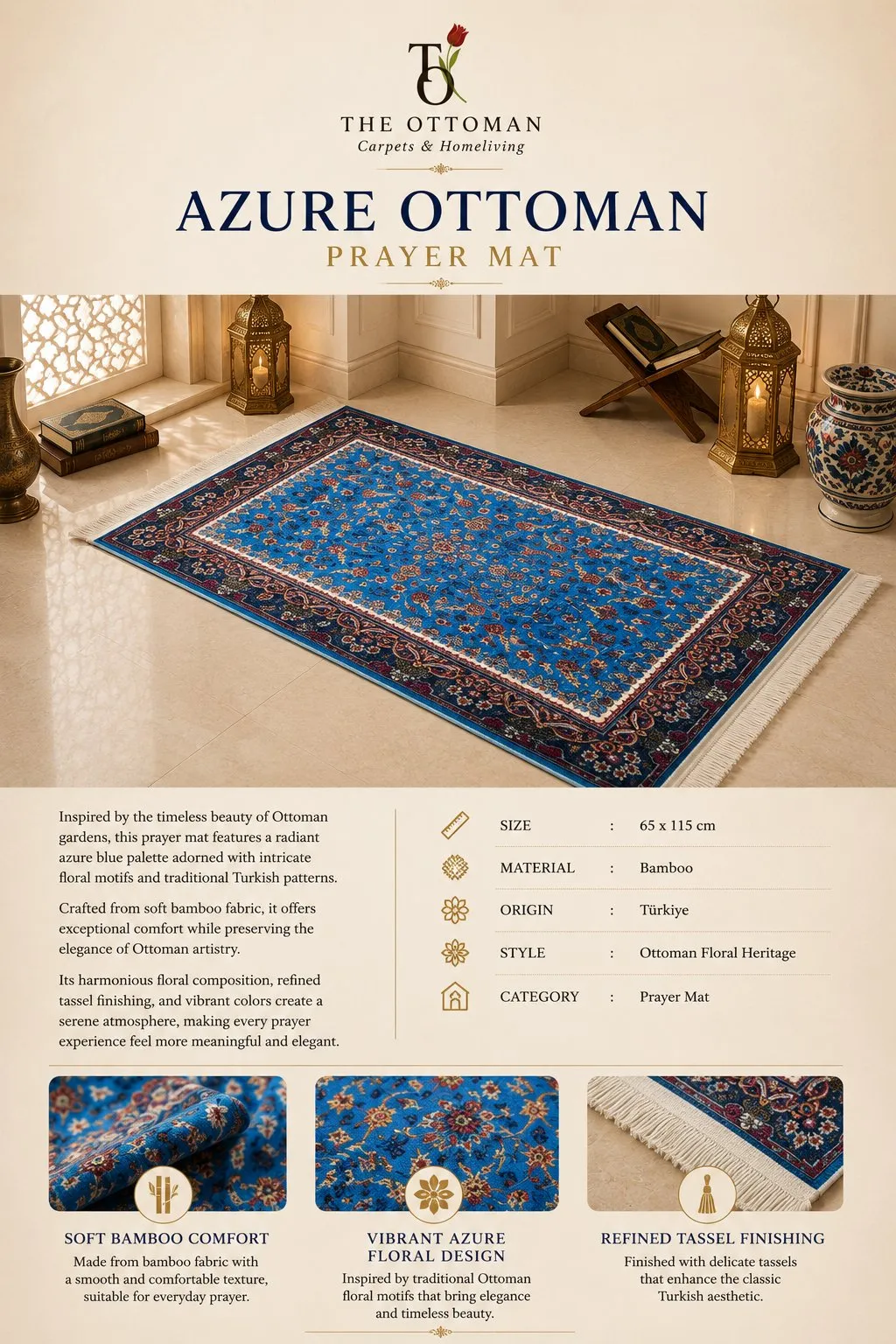 Azure Ottoman Prayer Mat