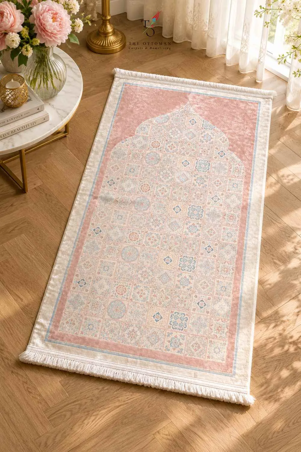 Iznik Blossom SIlk Art Prayer Rug