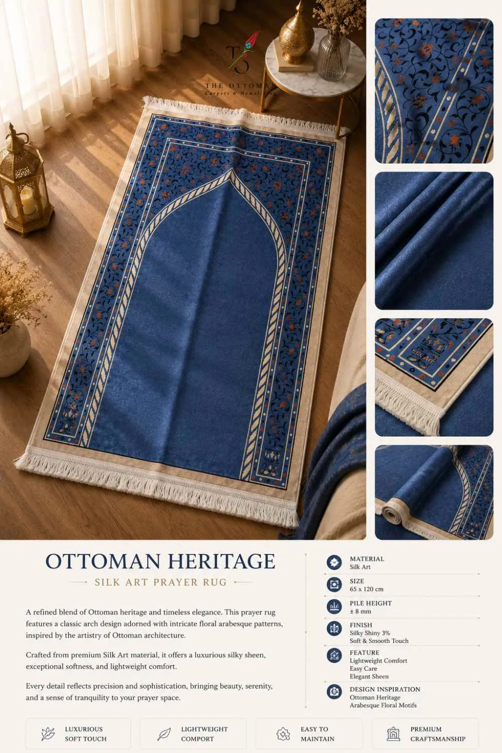 OTTOMAN HERITAGE SILK ART PRAEYER RUG