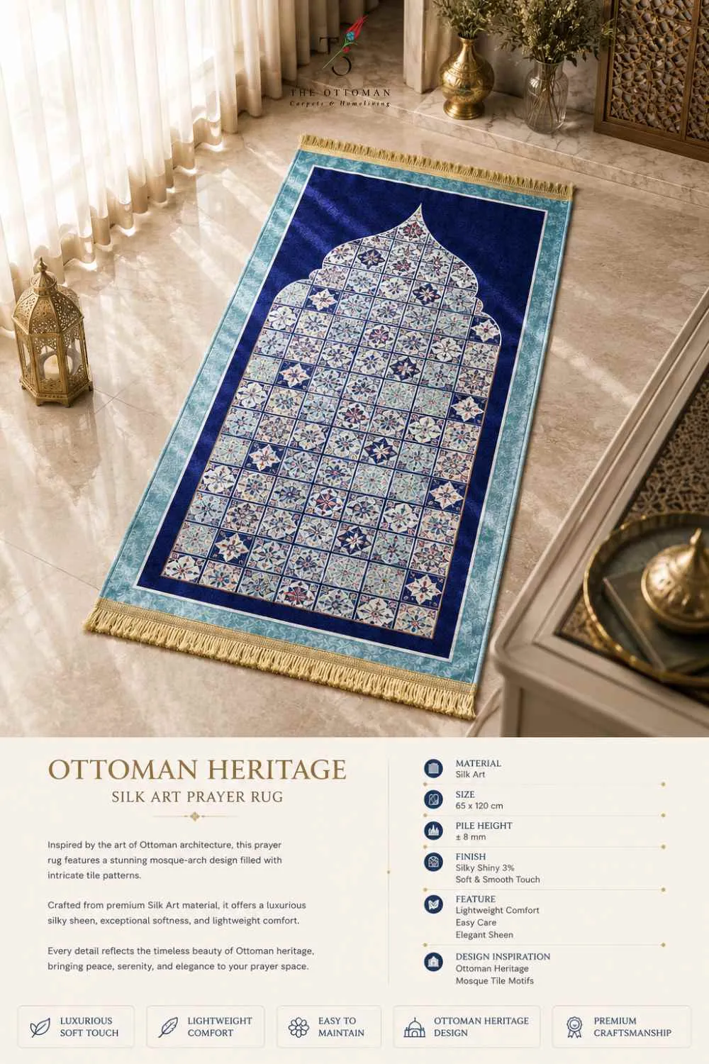 OTTOMAN HERITAGE SILK ART PRAEYER RUG