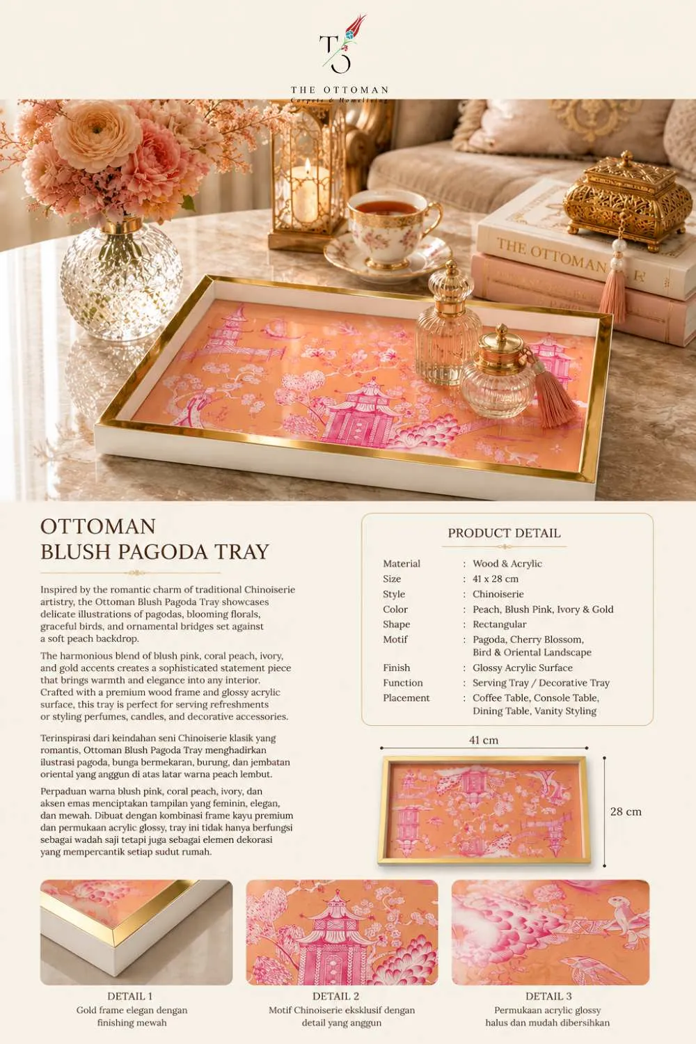 Ottoman Blush Pagoda Tray
