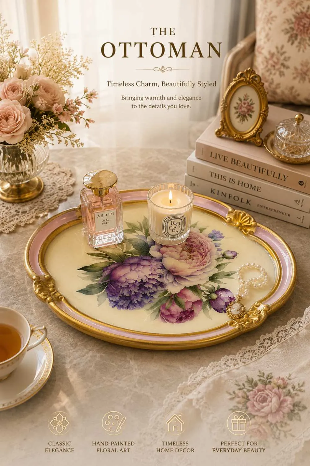 Ottoman Floral Oval Tray
