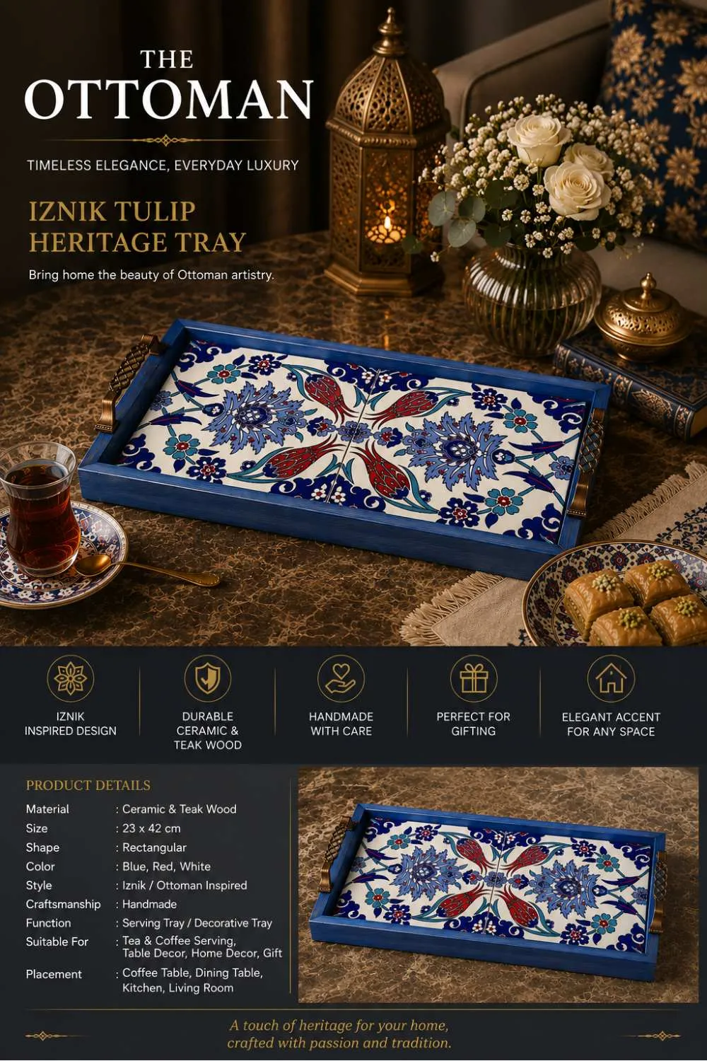 Iznik Tulip Heritage Serving Tray