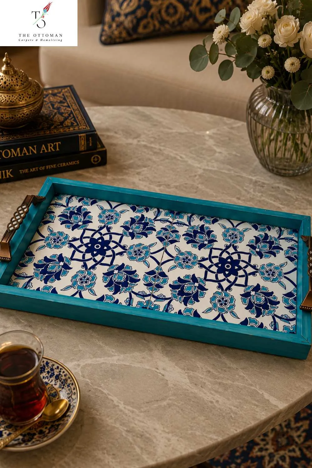 Iznik Bloom Round Serving Tray